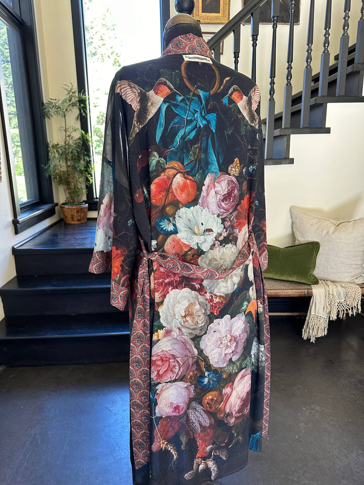 Flight of Fancy Long Duster Kimono Robe w/ Hummingbirds