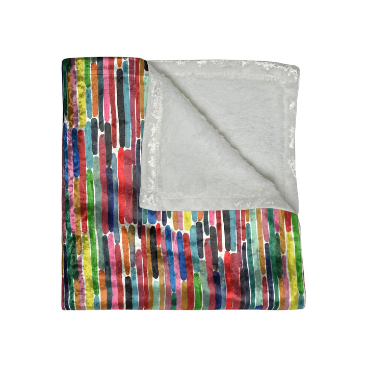 Rainbow Bricks Striped Crushed Velvet Throw