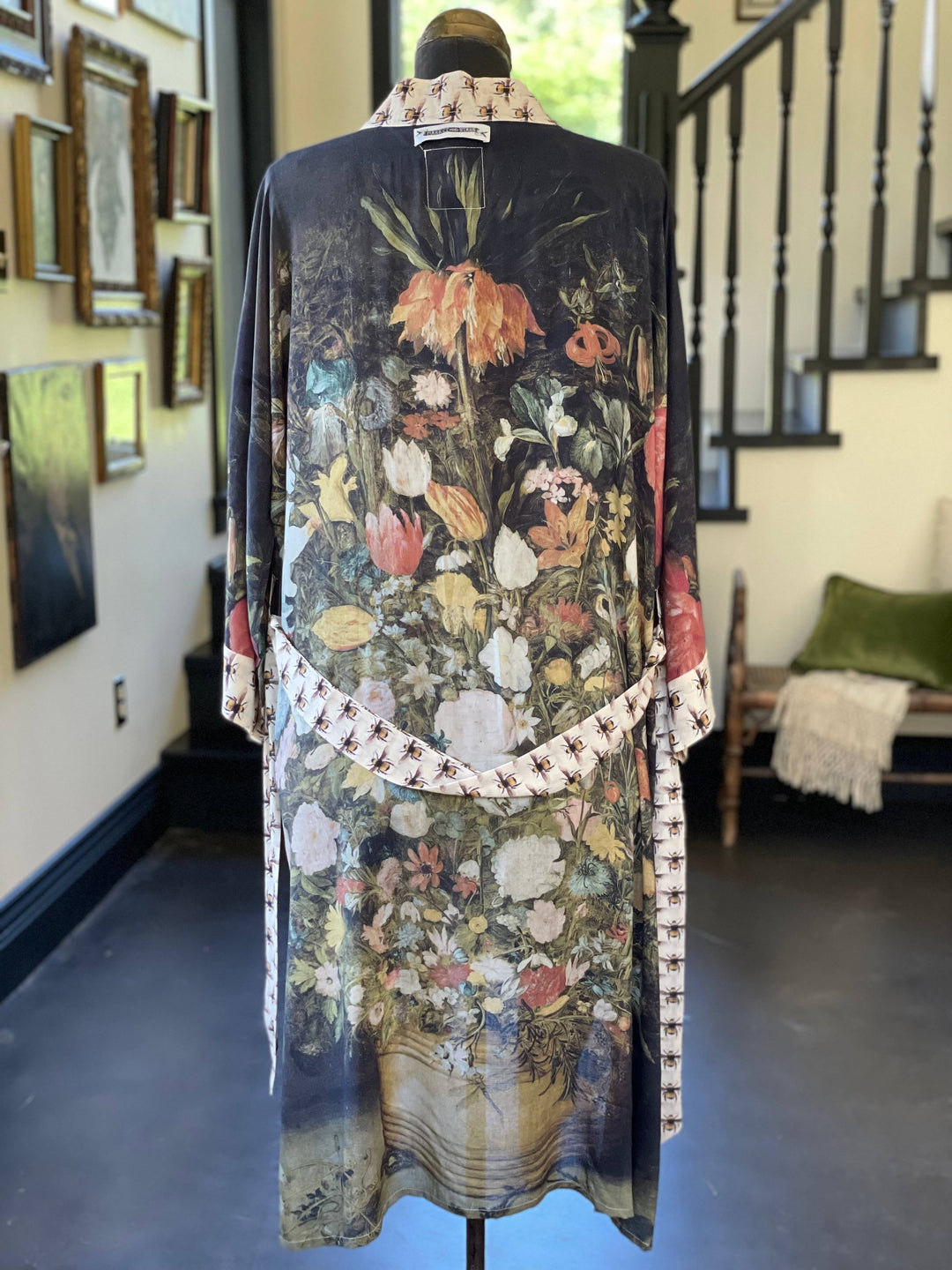 I Dream In Flowers Opera Duster Kimono Robe with Bees