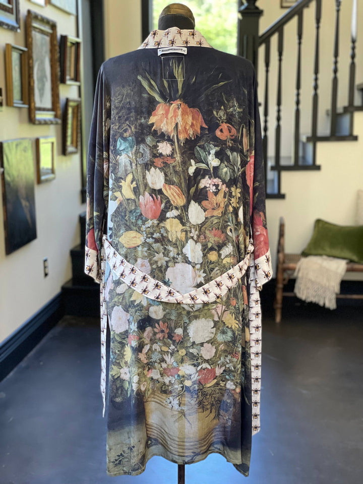 I Dream In Flowers Opera Duster Kimono Robe with Bees