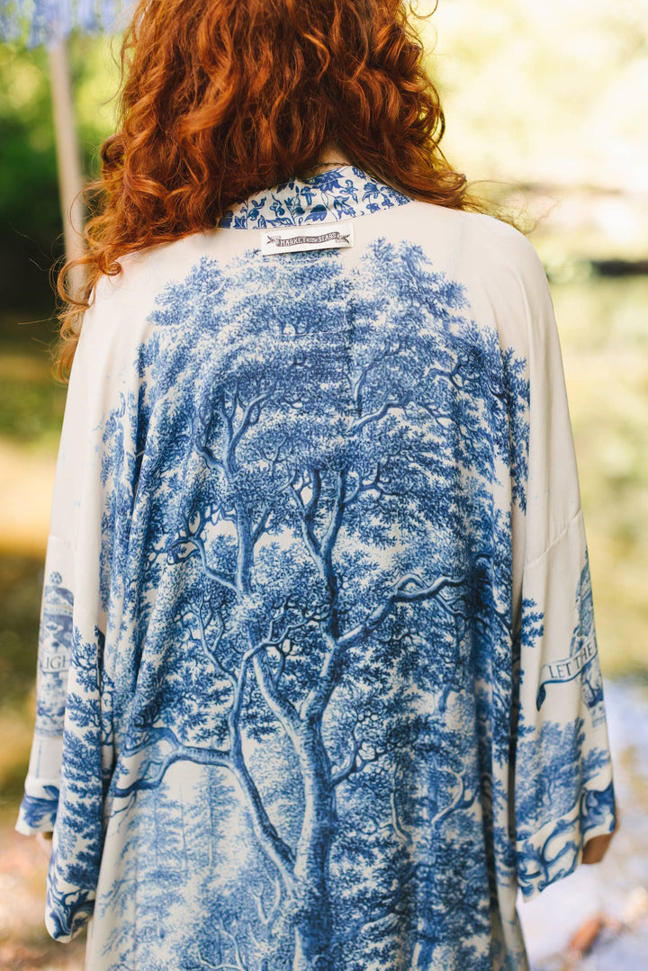 Let The Light In Opera Duster Kimono Robe w/ Delft Print