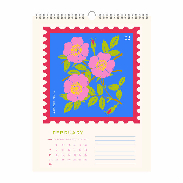 Oh Floral Canada 2027 Botanical Stamp Wall Calendar