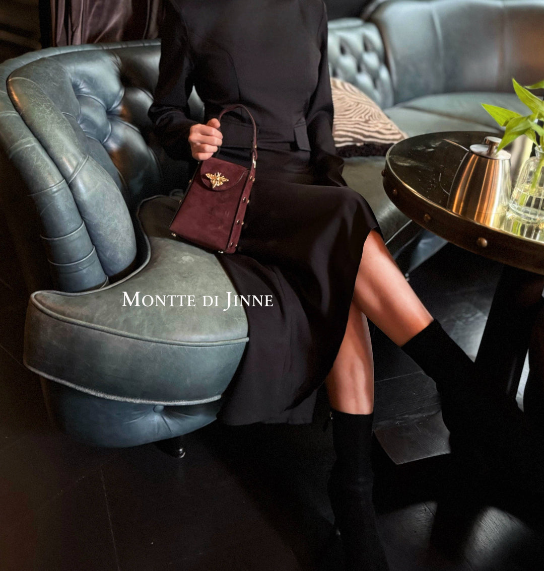 Italian Premium Suede Bee SmallBox Crossbody Bag