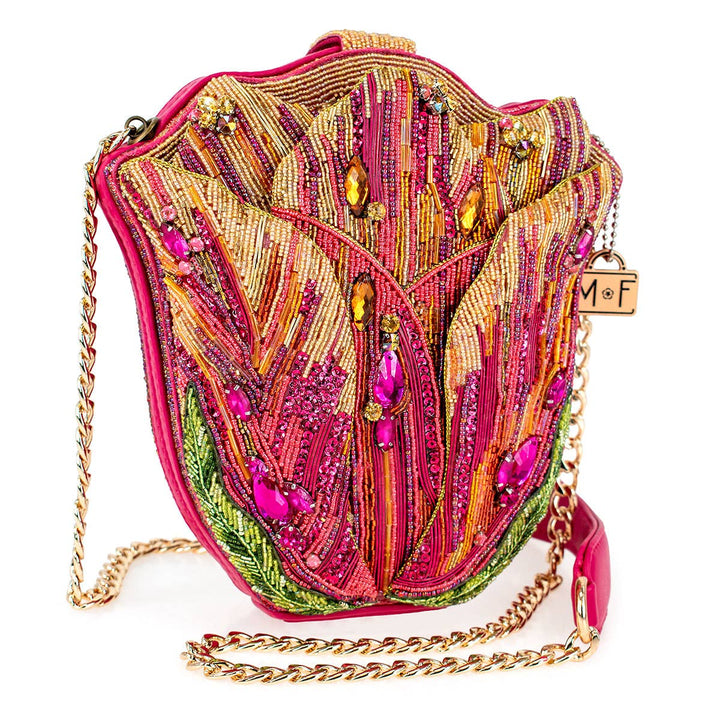 Treasured Tulip Beaded Flower Crossbody Shoulder Handbag