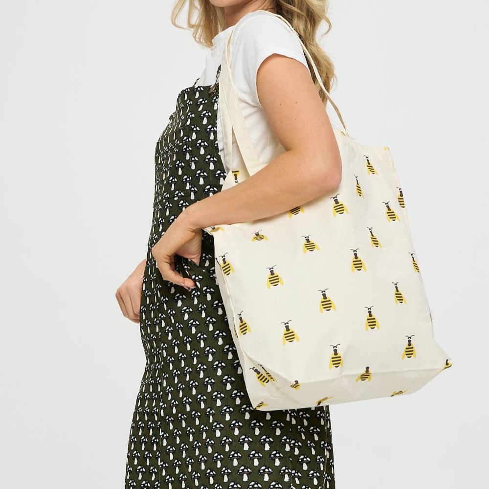 All Over Bees Print Tote Bag