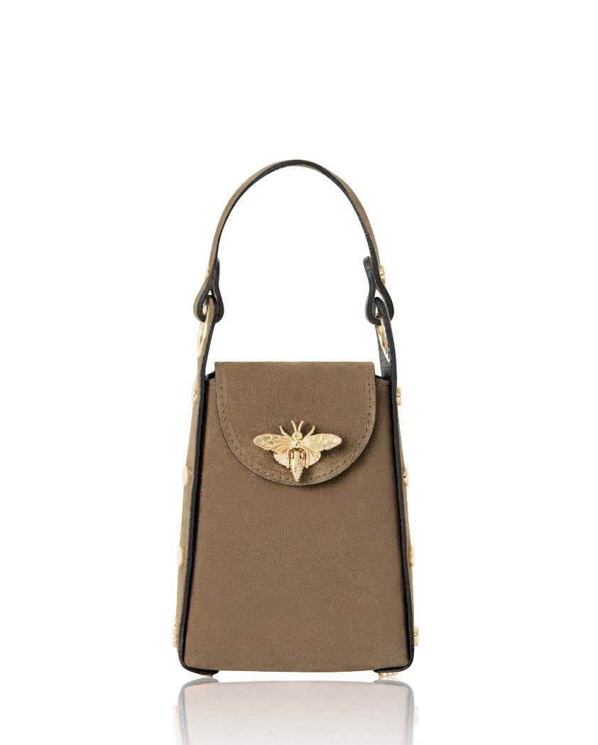 Italian Premium Suede Bee SmallBox Crossbody Bag