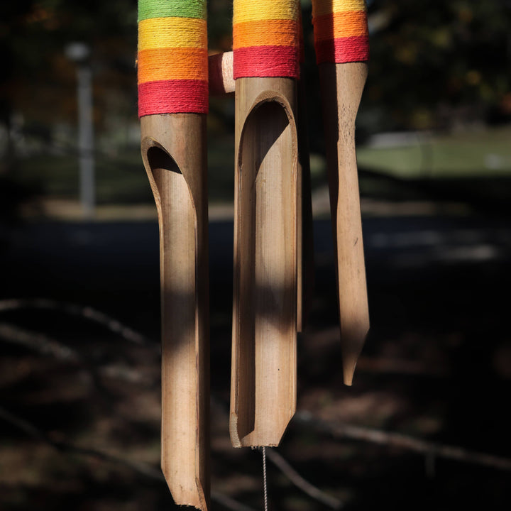 Bamboo Wind Chime with Hand Painted Rainbow Colors