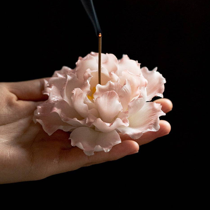 Handmade Floral Incense Holder - Pink Peony