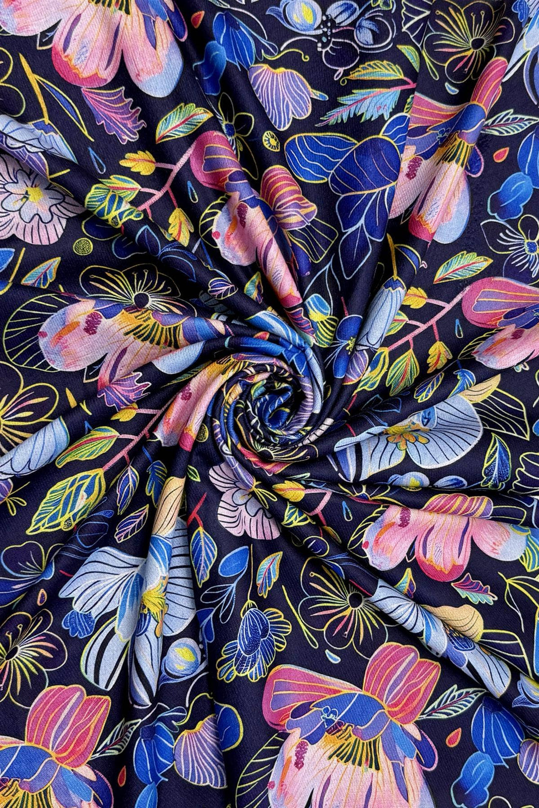 Colourful Orchid Print Wool Frayed Scarf