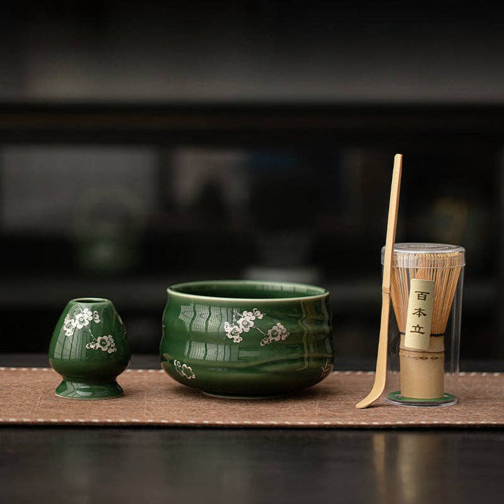 Gohobi Ceramic Matcha Set - Green Flower