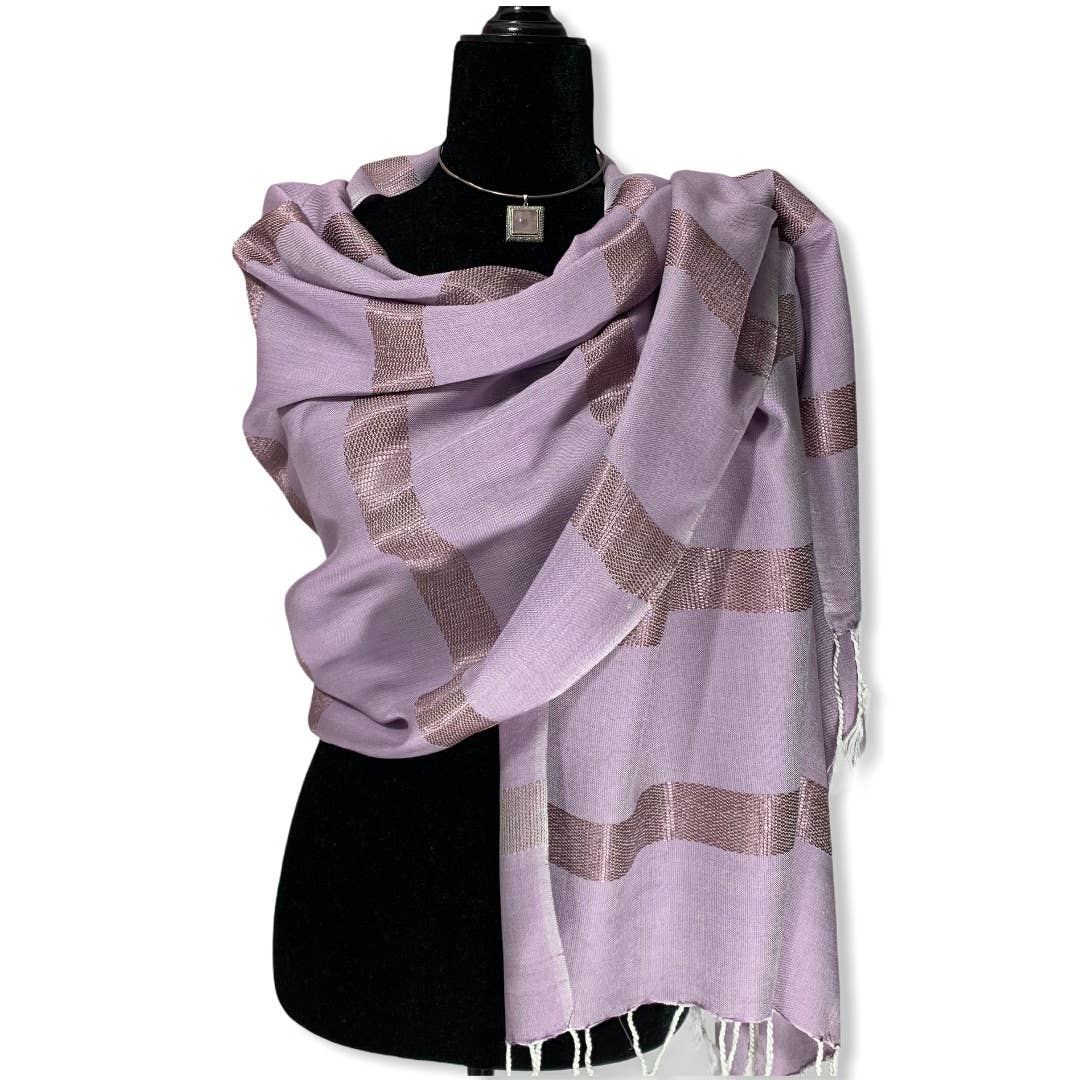 Helyat Handwoven Bamboo Viscose Shawl - Lilac