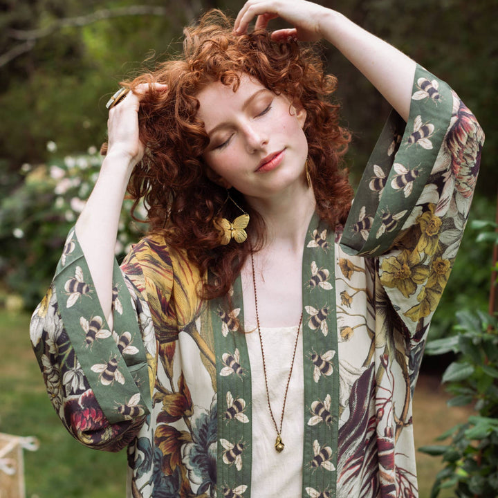 Love Grows Wild Opera Duster Kimono Robe w/ Bees