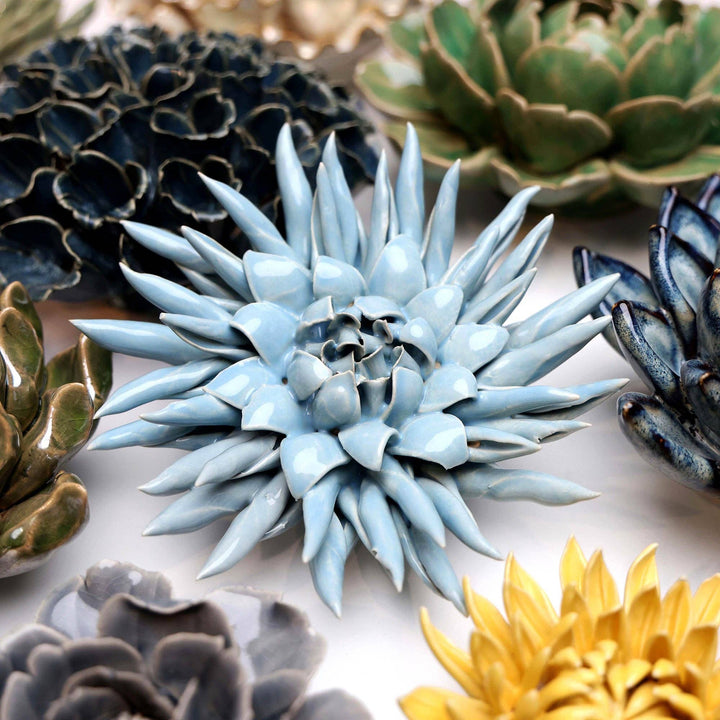 Ceramic Wall Art Blue Flower Blue Large