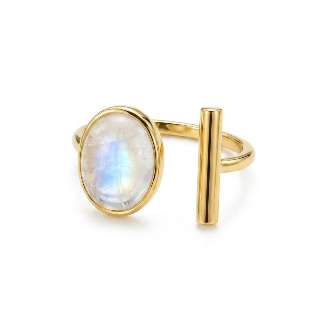 Rainbow Moonstone Ring | 10x13mm Oval | GF | Adjustable