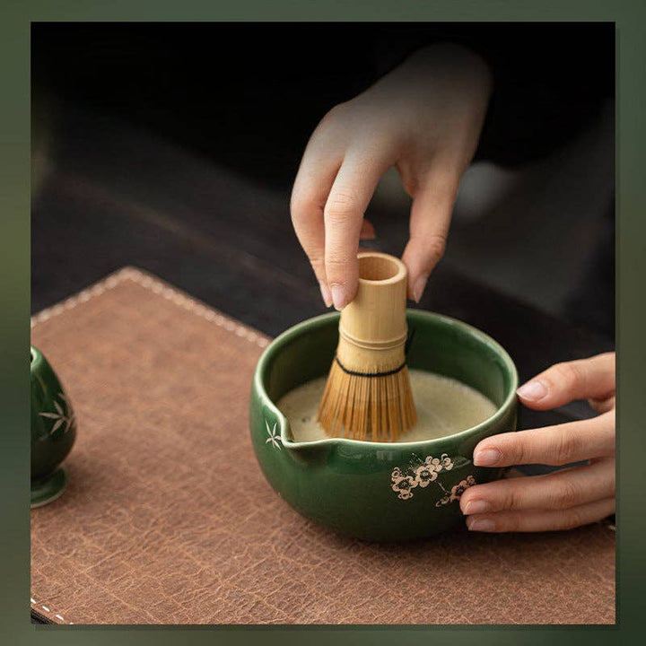 Gohobi Ceramic Matcha Set - Green Flower