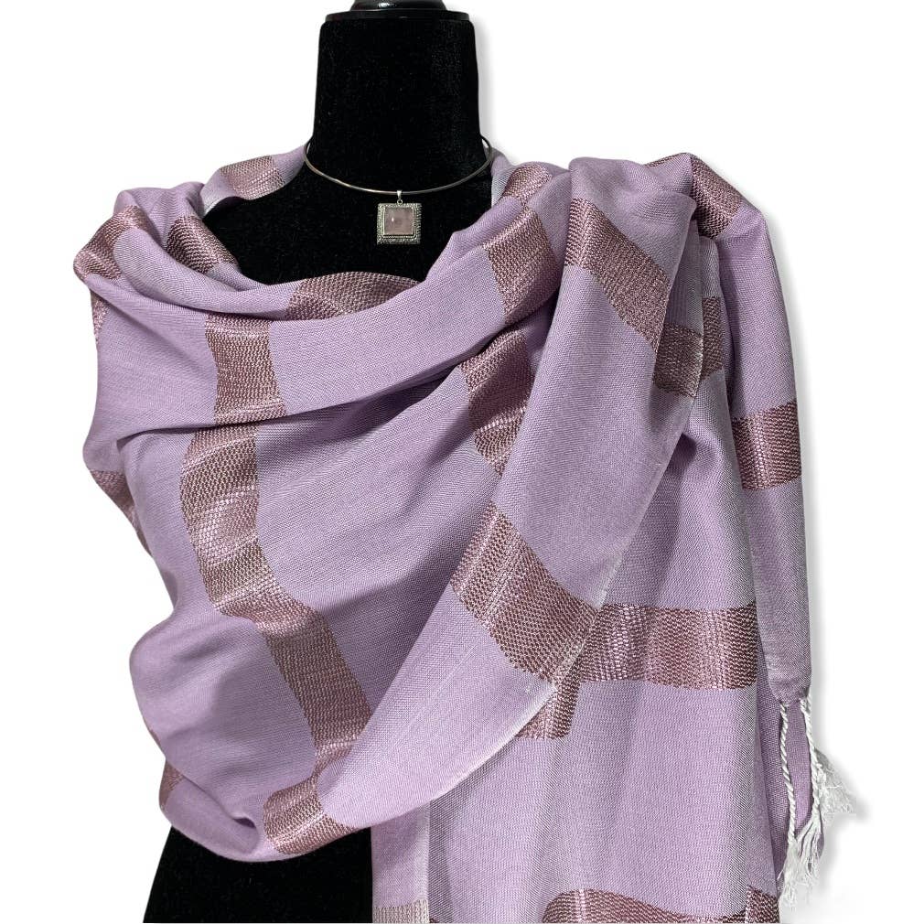 Helyat Handwoven Bamboo Viscose Shawl - Lilac