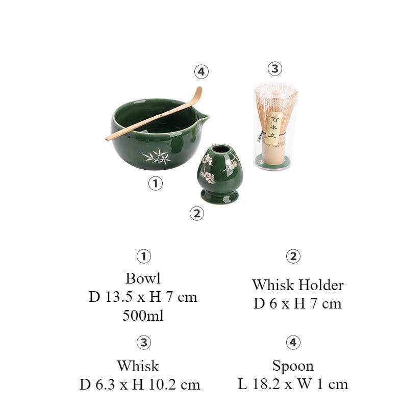 Gohobi Ceramic Matcha Set - Green Flower