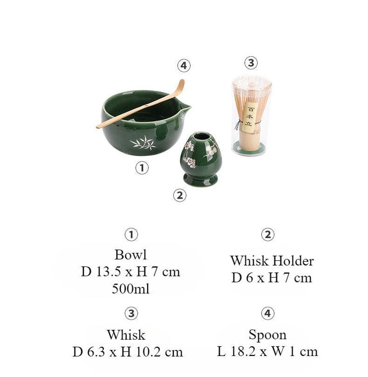 Gohobi Ceramic Matcha Set - Green Flower