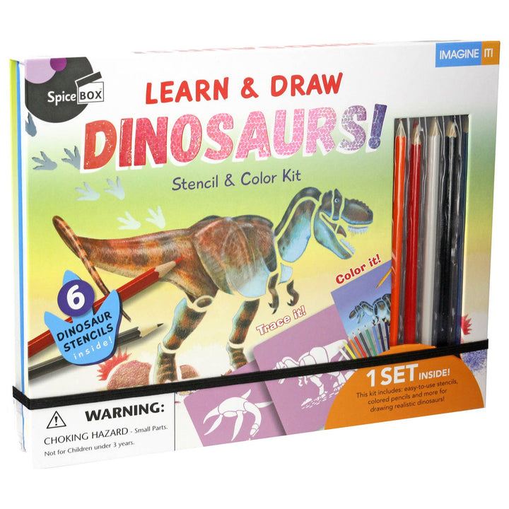 Imagine It Dinosaur Book & Stencil Set