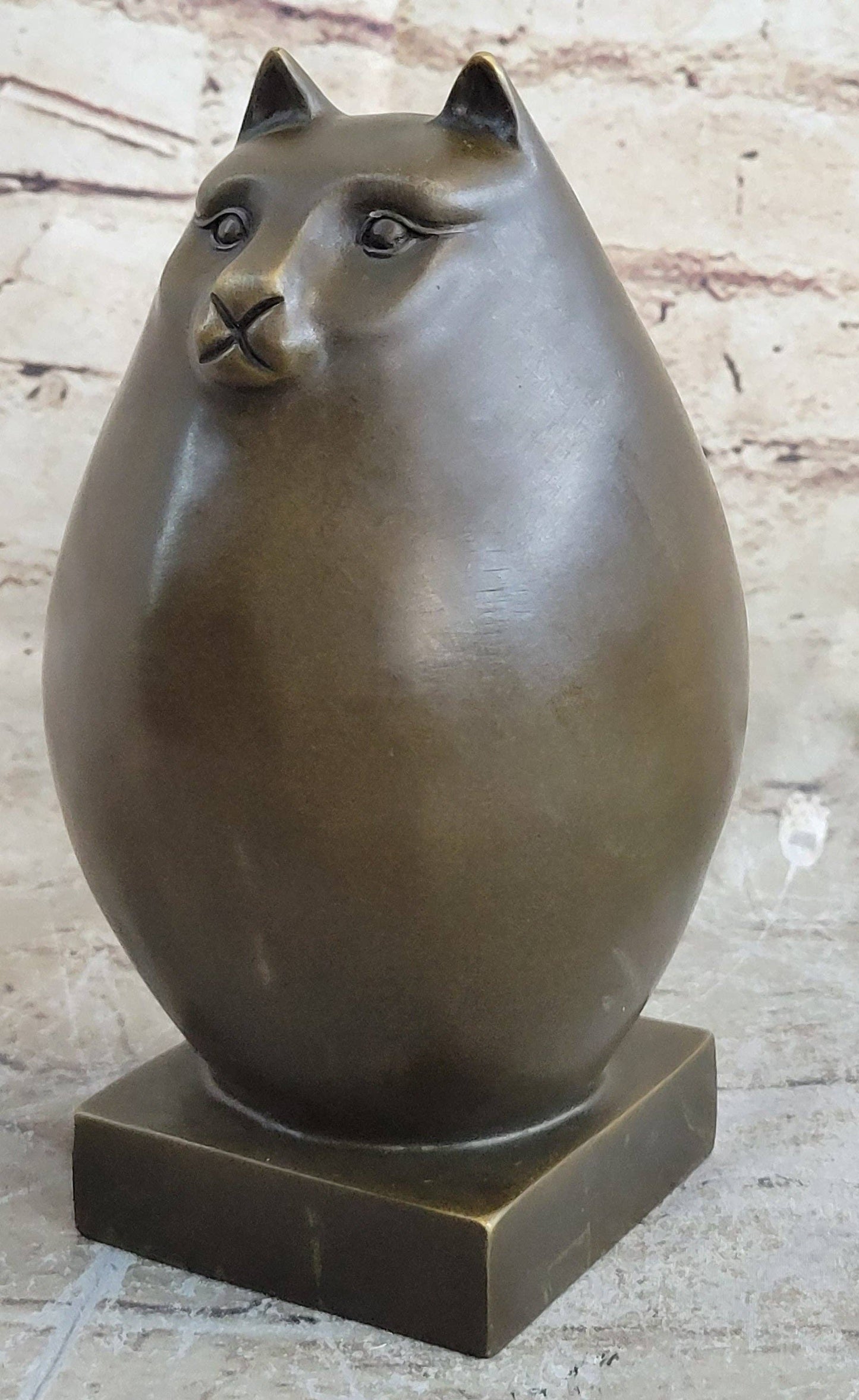 Fat Cat Abstract Bronze Modern Art Sculpture by Fernando Botero