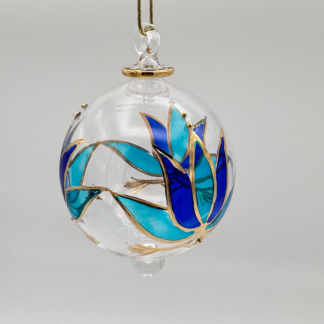 Blown Glass Ornament - Blue Lotus