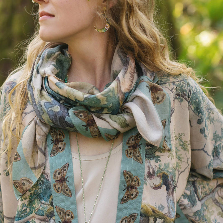 Earth and Sky Bohemian Bamboo Scarf with Tree Print