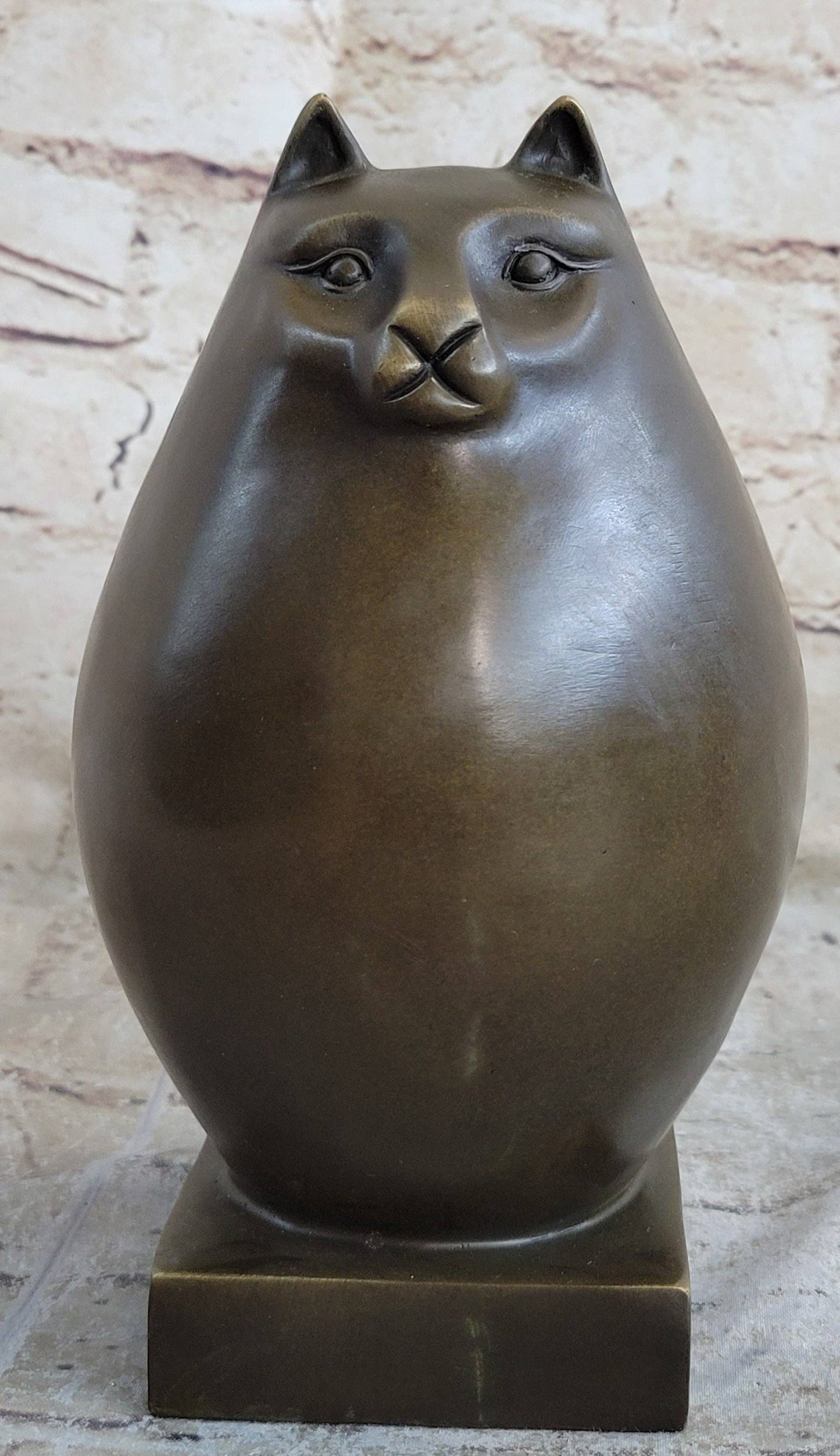 Fat Cat Abstract Bronze Modern Art Sculpture by Fernando Botero