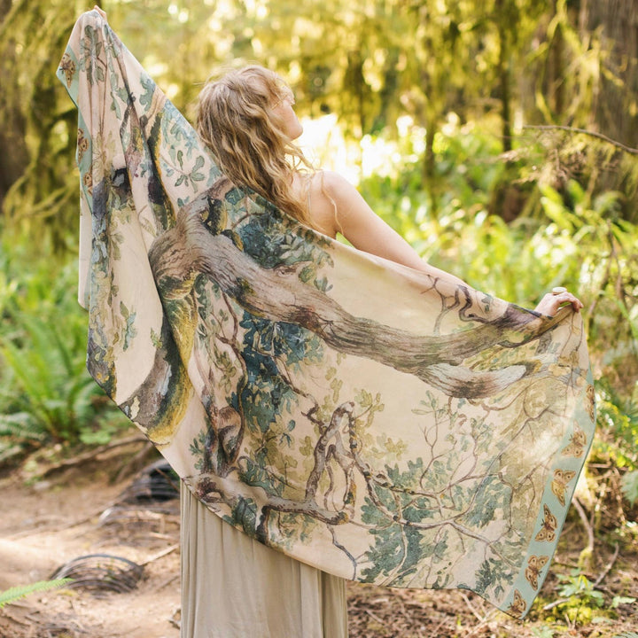 Earth and Sky Bohemian Bamboo Scarf with Tree Print