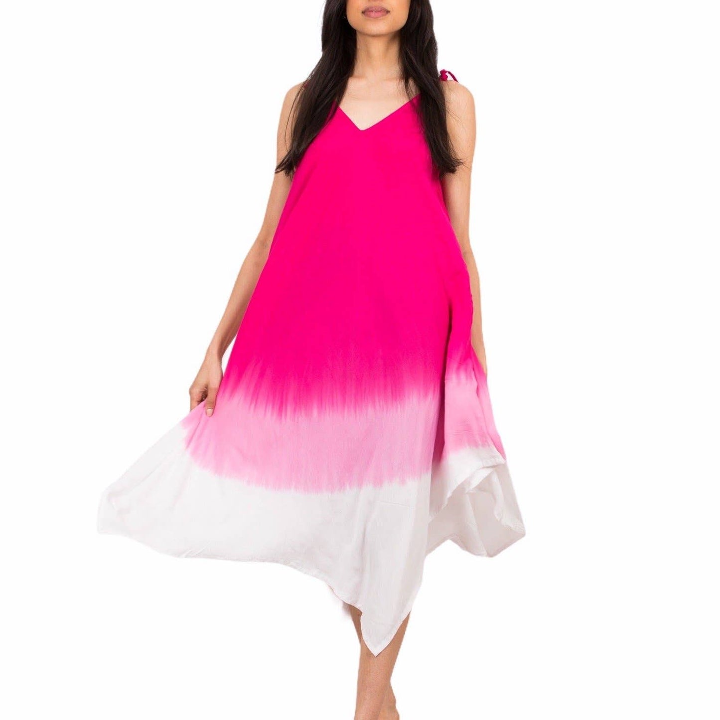 Pink Dip Dye Handkerchief Dress