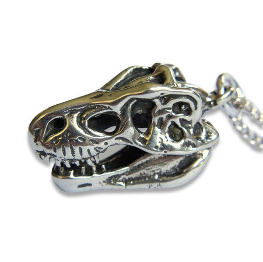 T-Rex 3D Skull Necklace - Sterling Silver MR