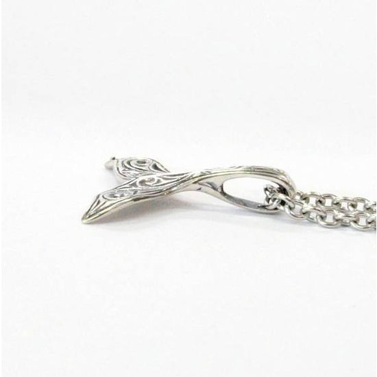 Engraved Whale Fluke Necklace Sterling Silver