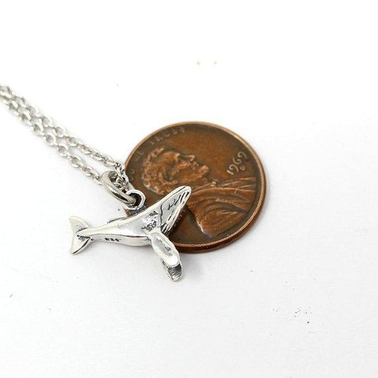 Tiny Humpback Whale Sterling Silver Necklace
