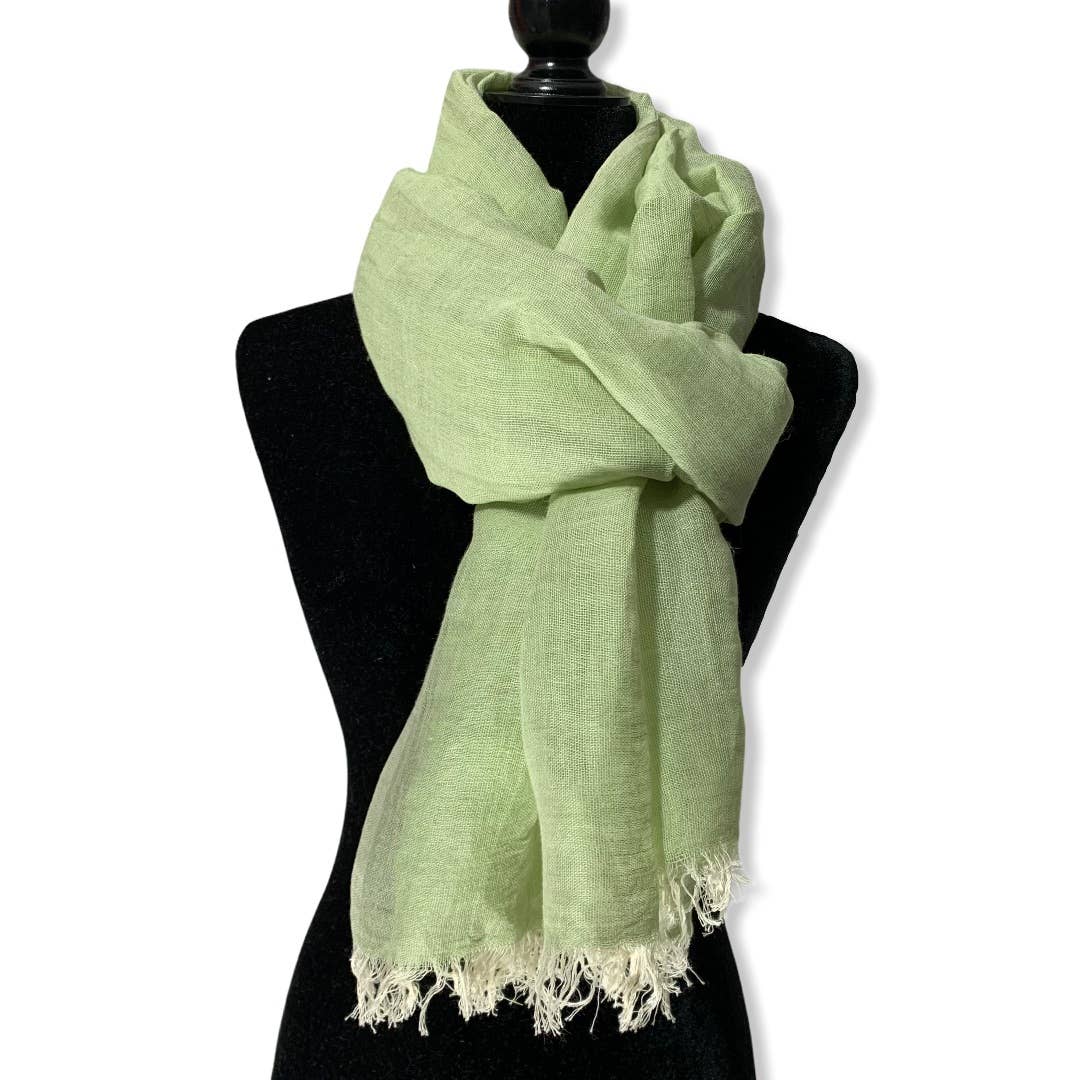 Linen Handwoven Scarf - Pistachio