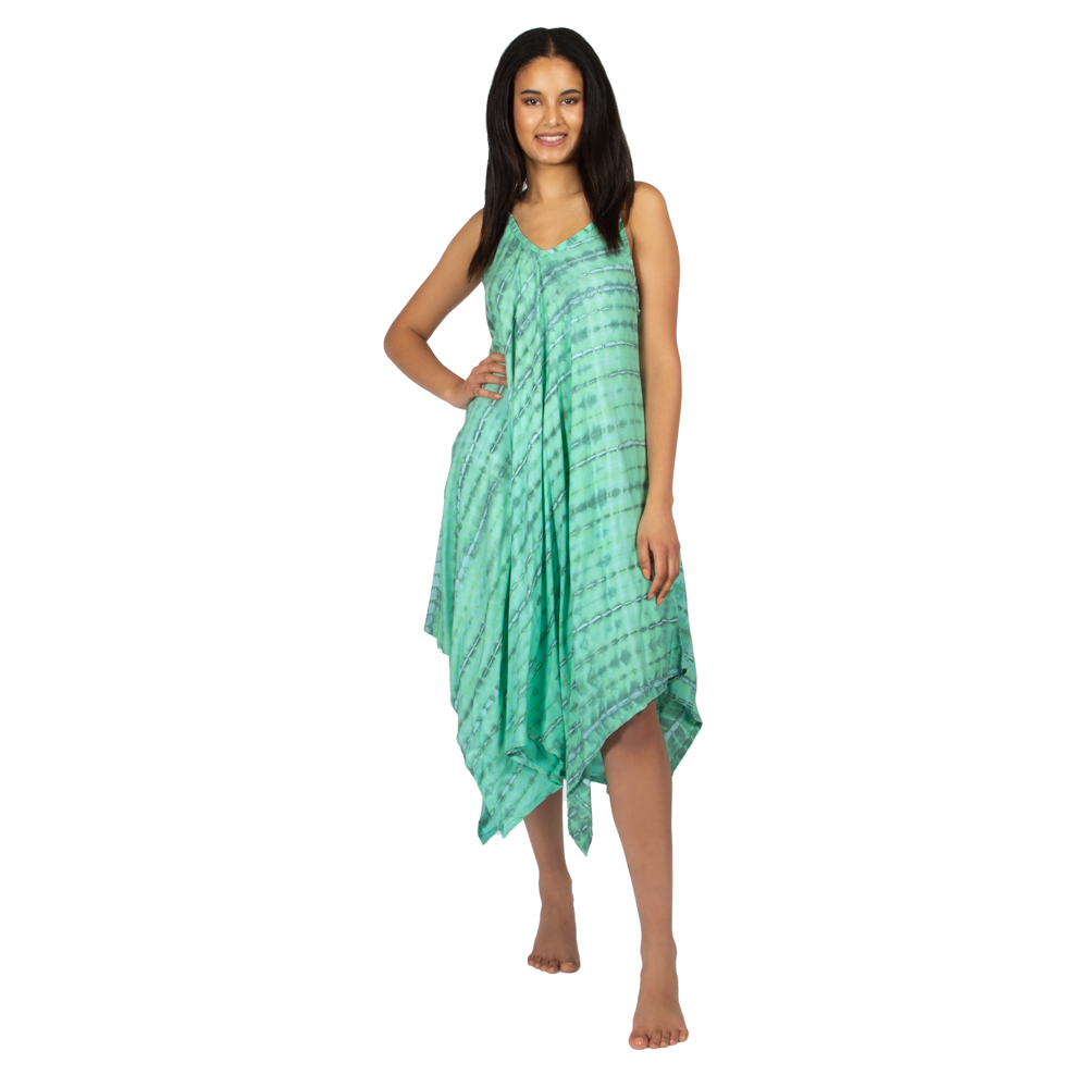 Robe mouchoir gris et tie-dye vert menthe