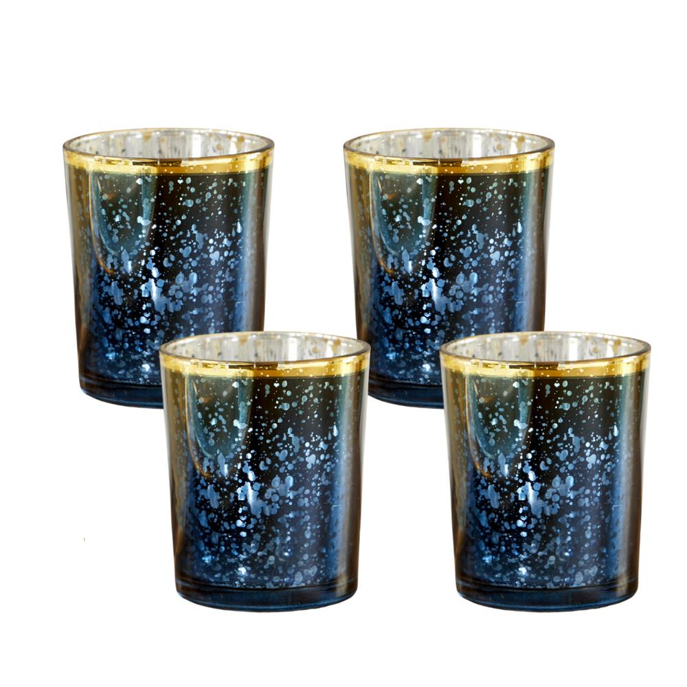Blue Mercury Glass Tea Light Holder (Set of 4)