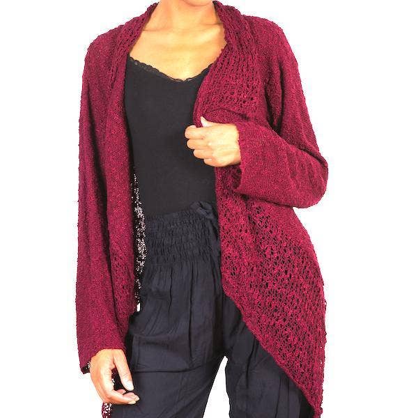 Cardigan Tricot Popcorn - Rouge Bordeaux