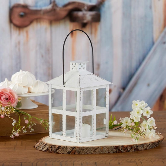 Vintage Distressed Lantern-White