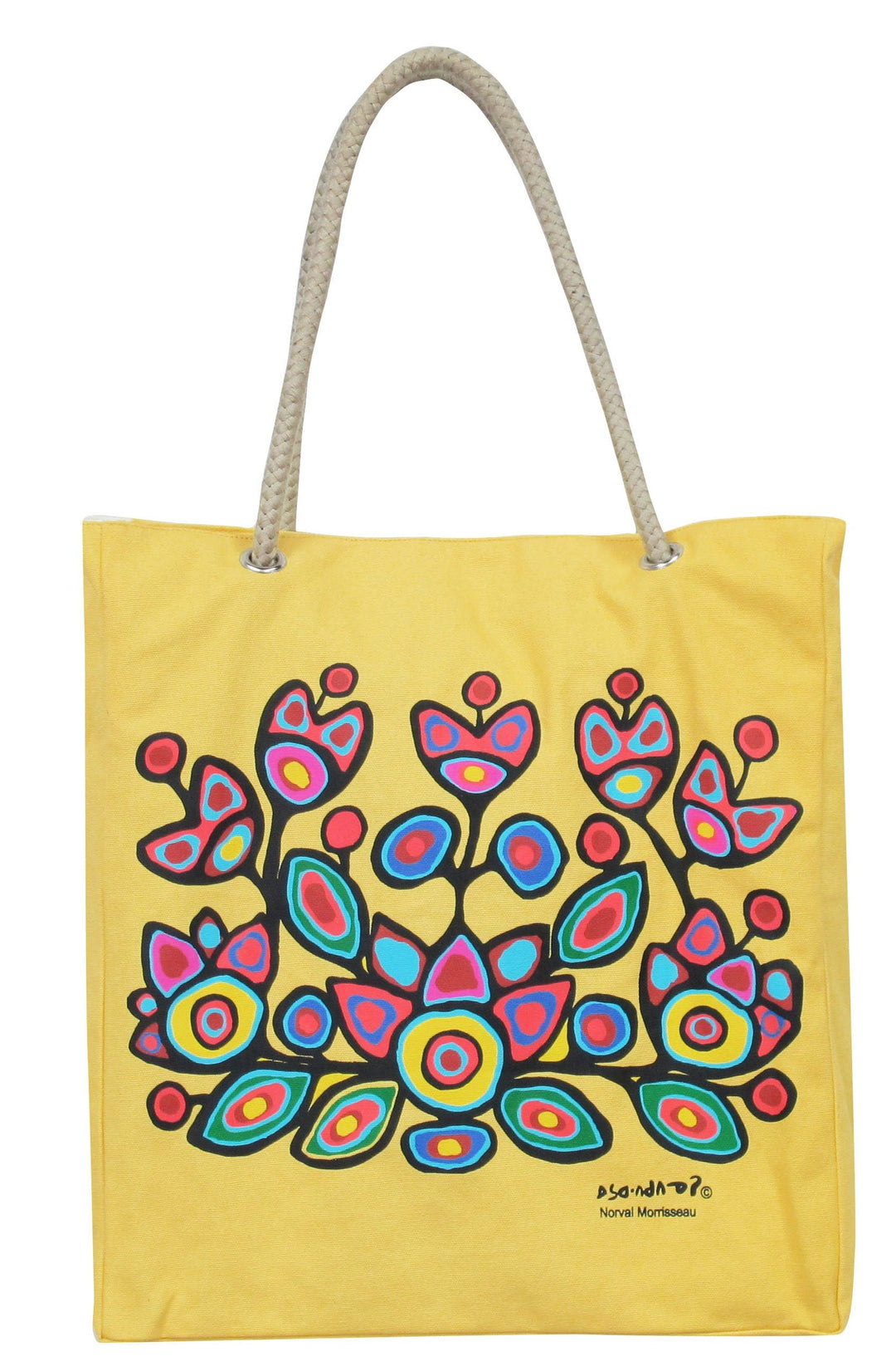 Norval Morrisseau Floral sur Eco-Sac Jaune