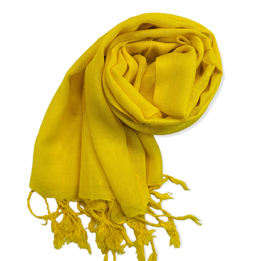Solid Handwoven Bamboo Viscose Scarf - Yellow