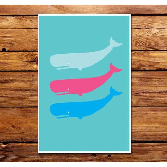 Trois baleines - affiche 12 x 18