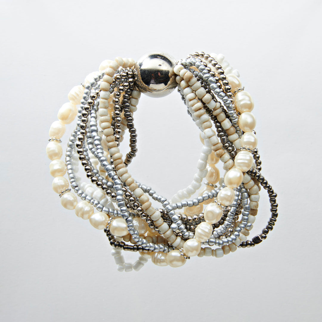 Bracelet Multi-Perles avec Perles Style Perle Ivoire