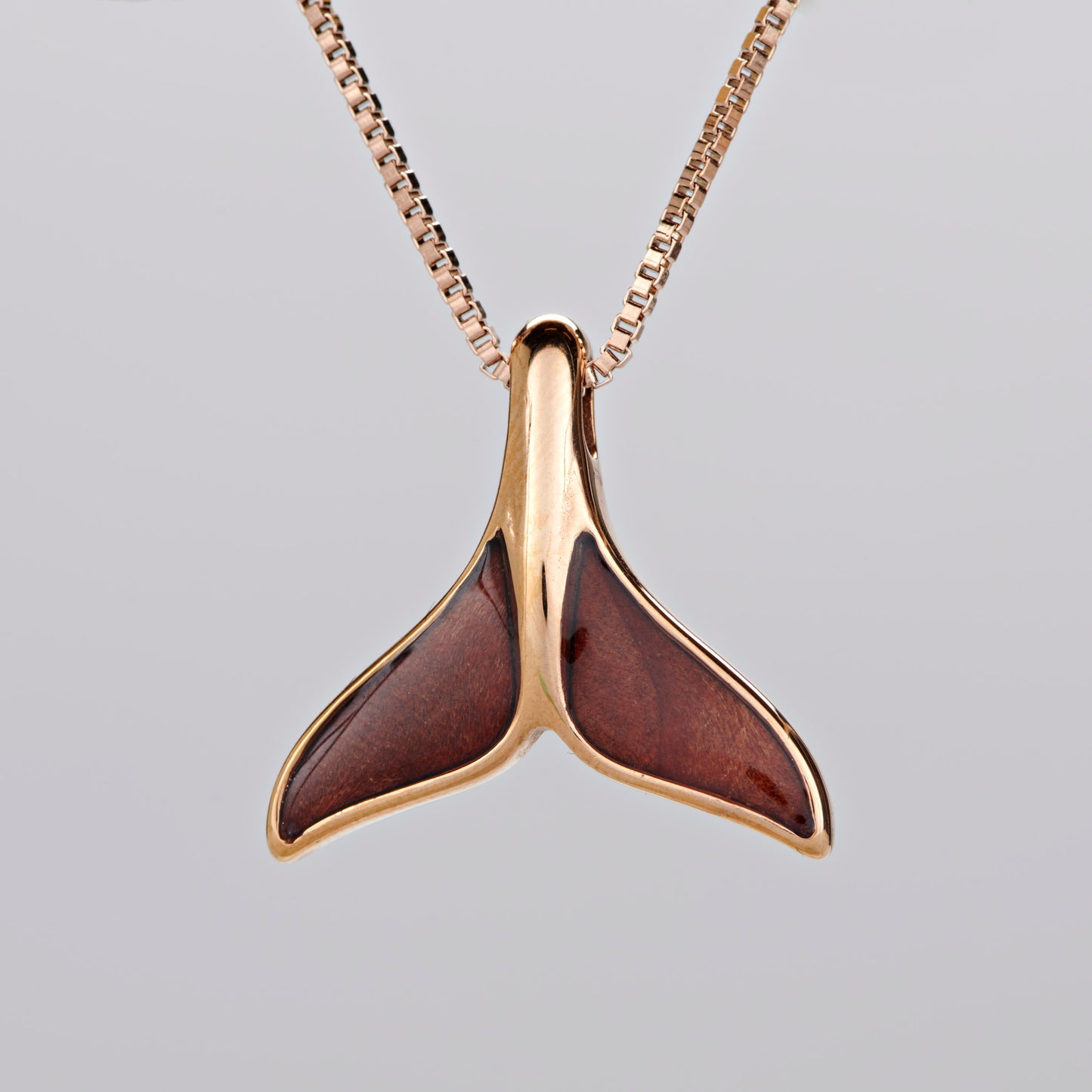Redwood Whale Tail Rose Gold Necklace