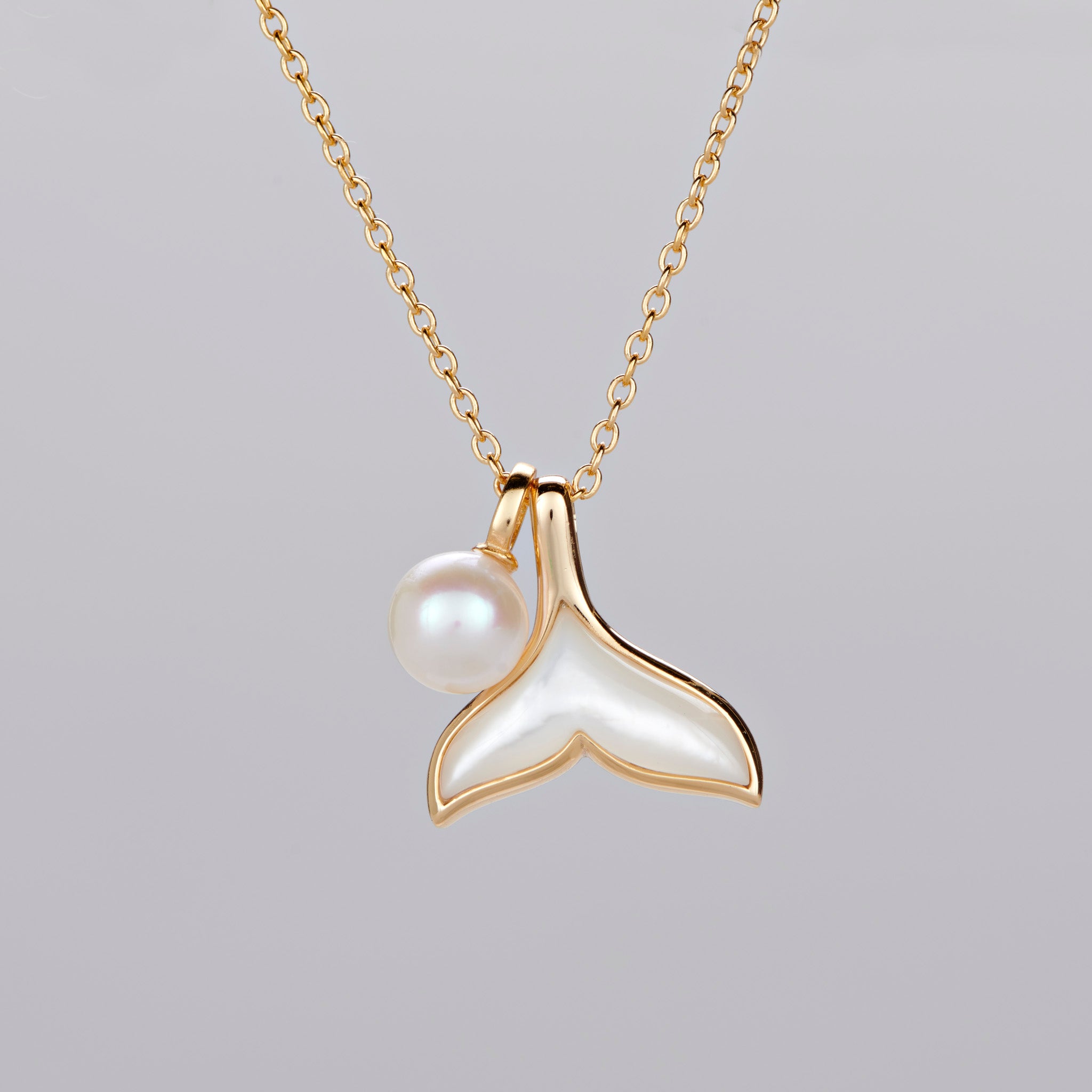 Genuine Pearl Whale Tail Pendant 14K gold hotsell