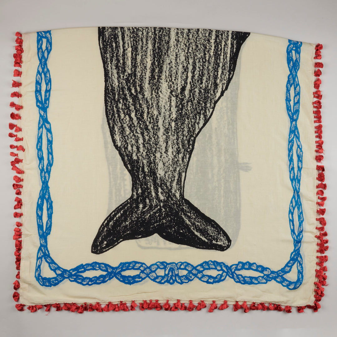 Whale Sketch Scarf - Red