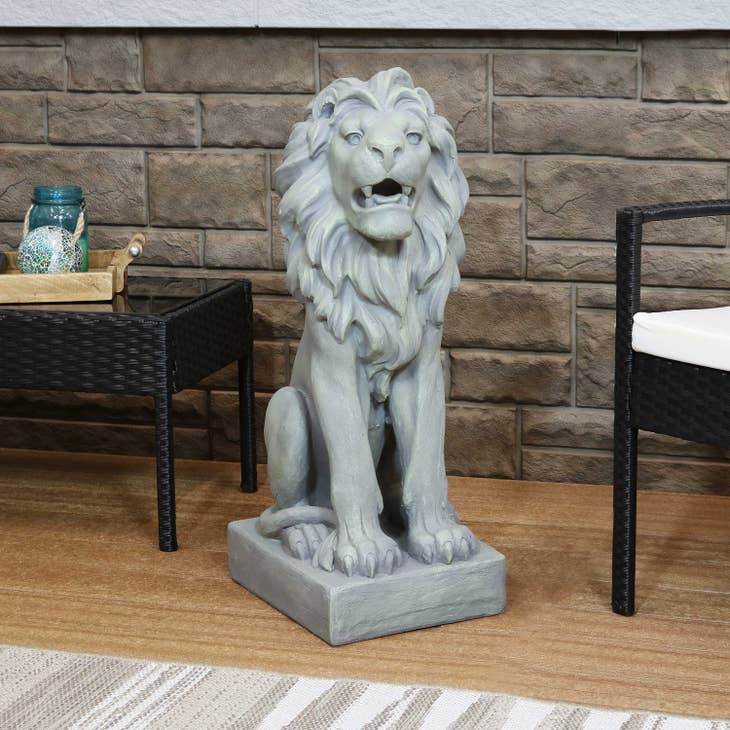 30'' Noble Beast Sitting Lion Outdoor Statue