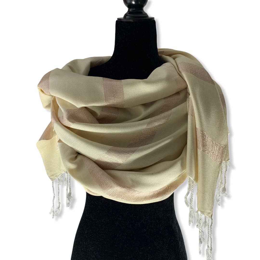 Helyat Handwoven Bamboo Viscose Shawl - Alabaster