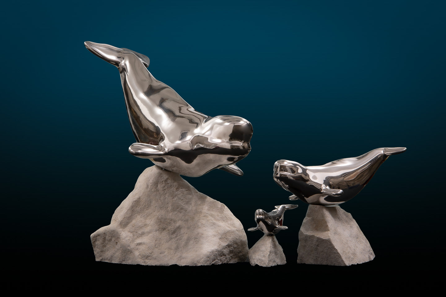 Beluga Whale Sculpture in Aluminum