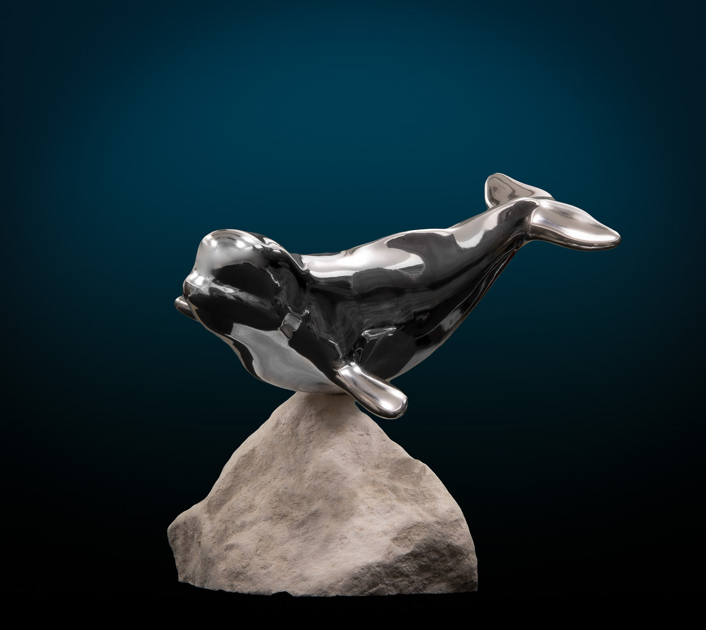 Beluga Whale Sculpture in Aluminum