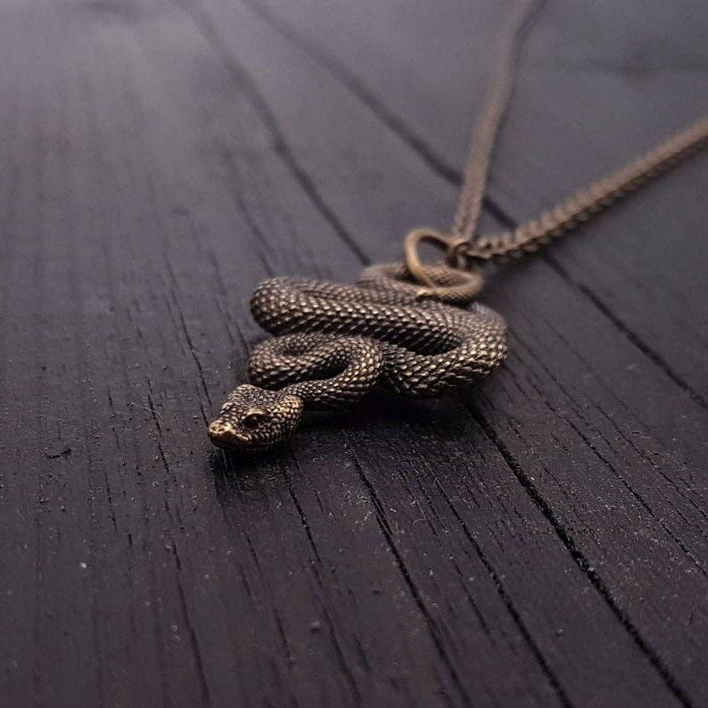 Viper Snake Pendant - Bronze