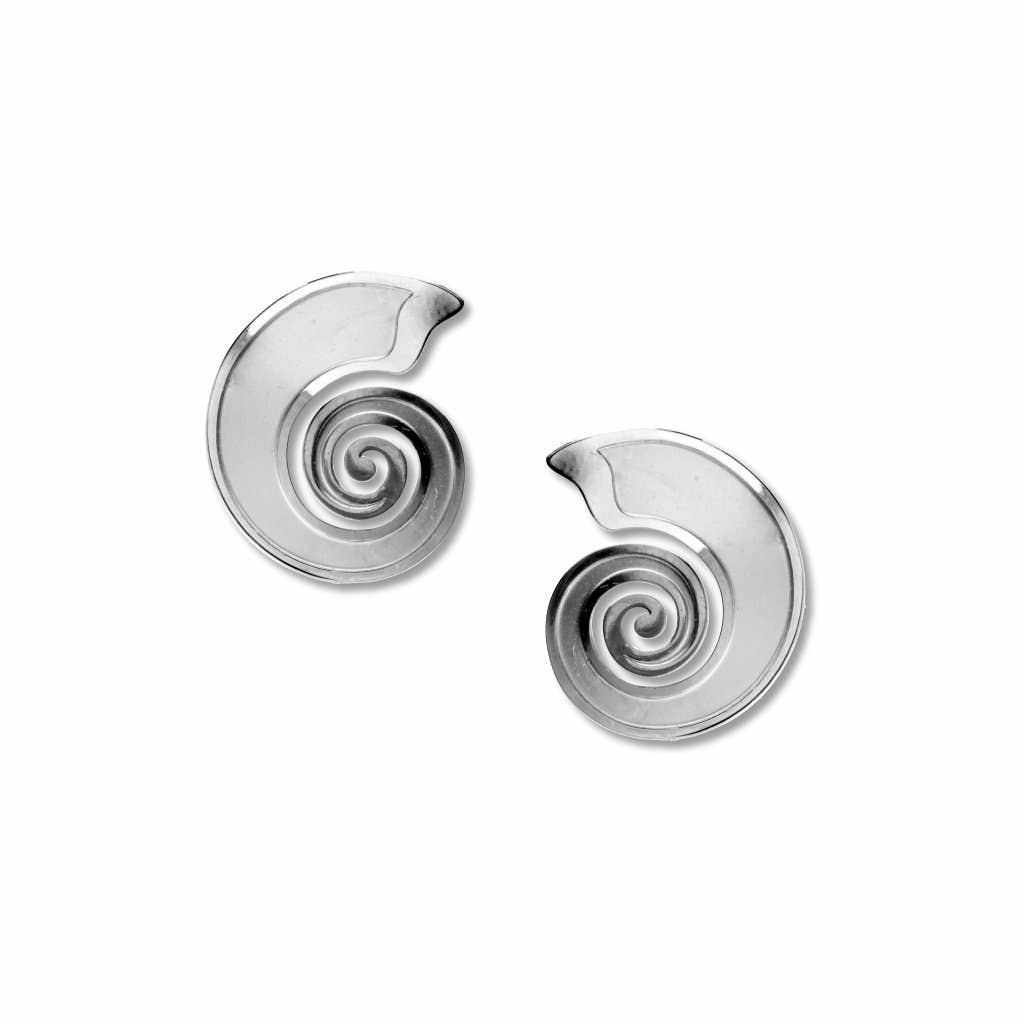 Ammonite Shell - Chrome Enamel Earrings